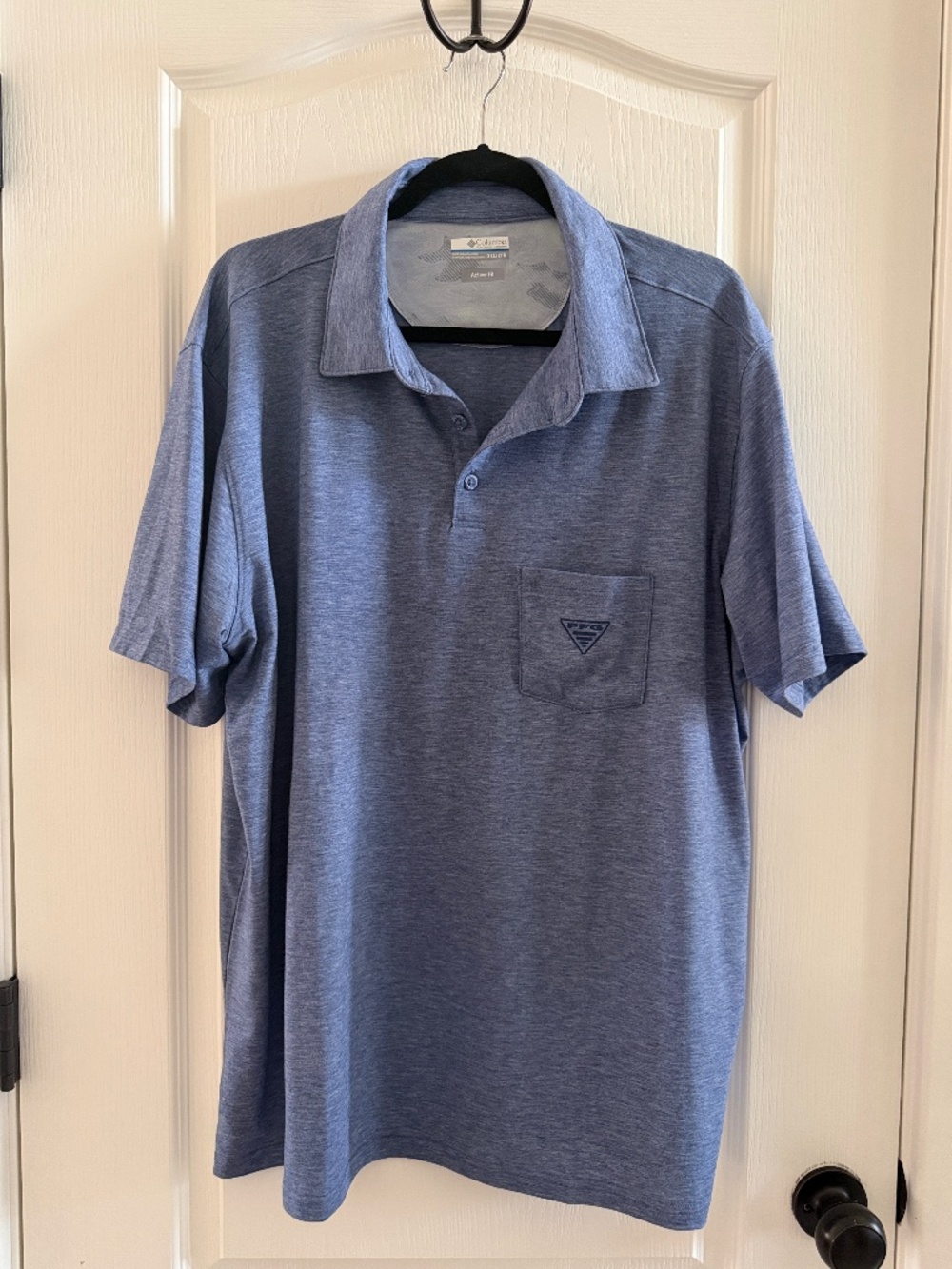 Columbia Blue Heather Short-Sleeve Polo with Pocket
